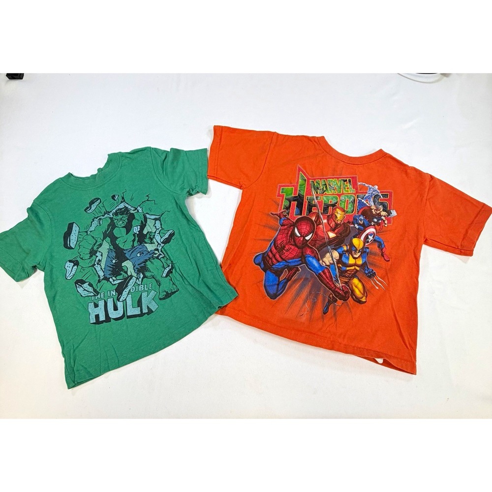 Delta Boys Marvel Graphic T-Shirt Lot (2) 4T Cotton Crew Neck Hulk Heroes